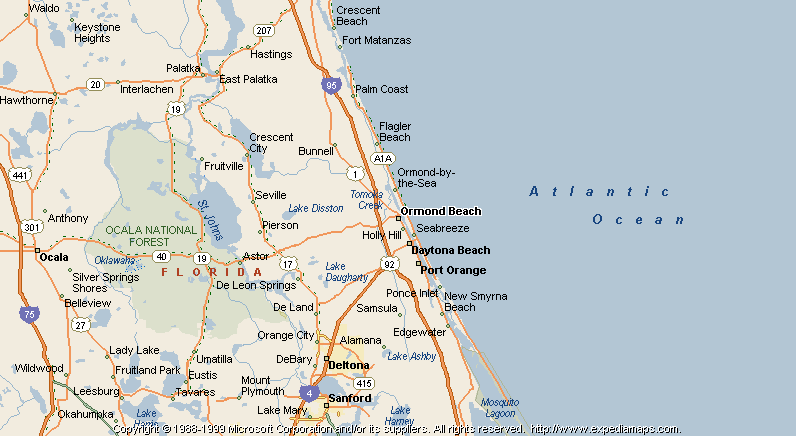 Map Of Florida Showing Ormond Beach Map